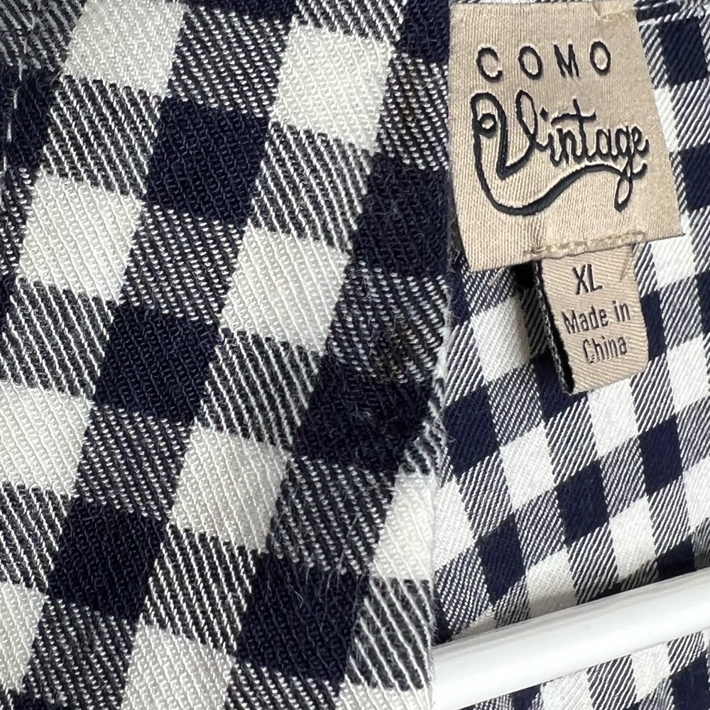 COMO VINTAGE - floral embroidered checkered button down shirt.  XL - 🤩 - Picture 9 of 9